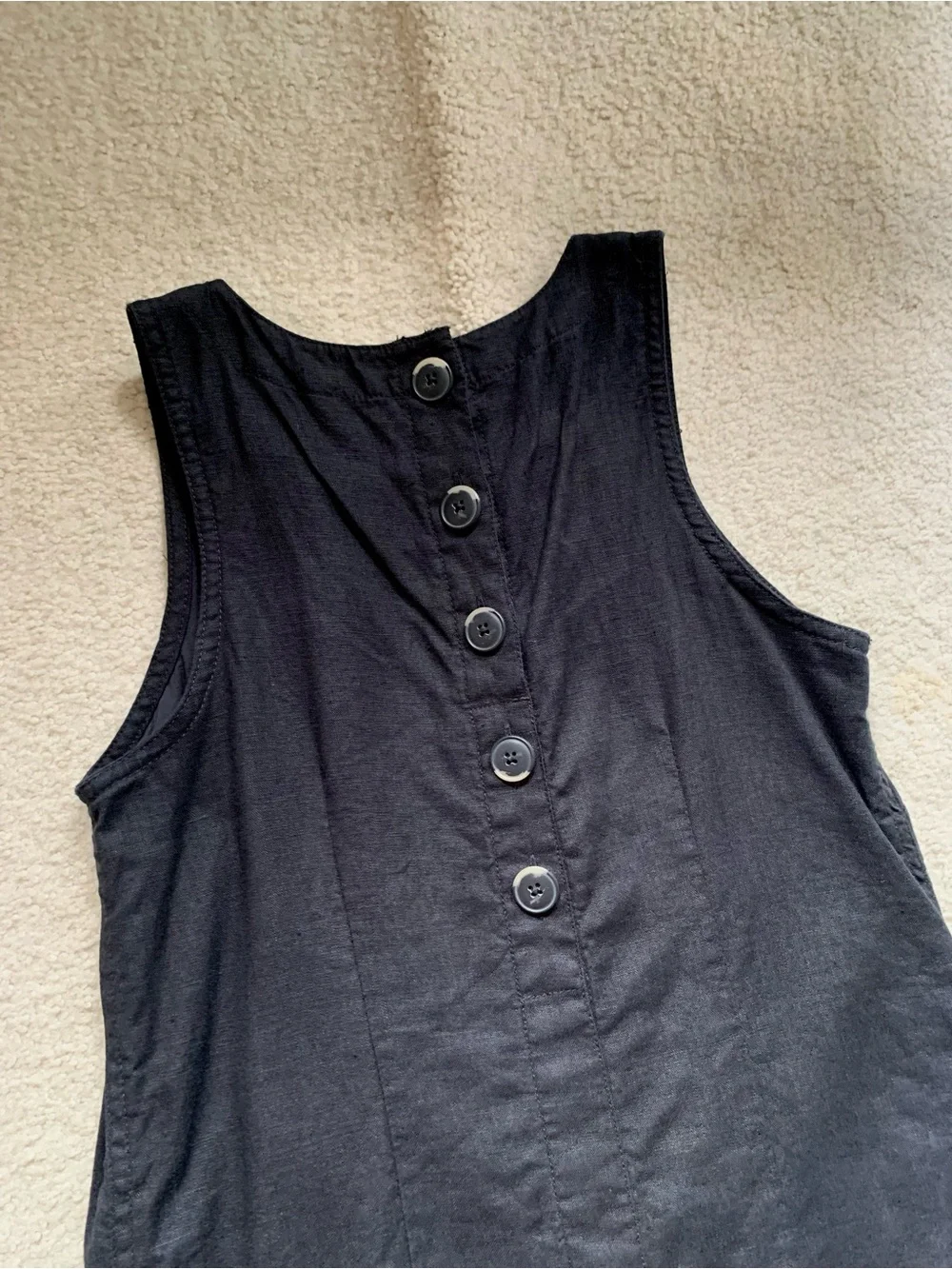J Crew/ Linen Sleeveless Dress, size XXSP, Black, no sleeve, minimalist